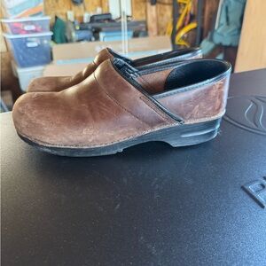 Brown Leather Clogs